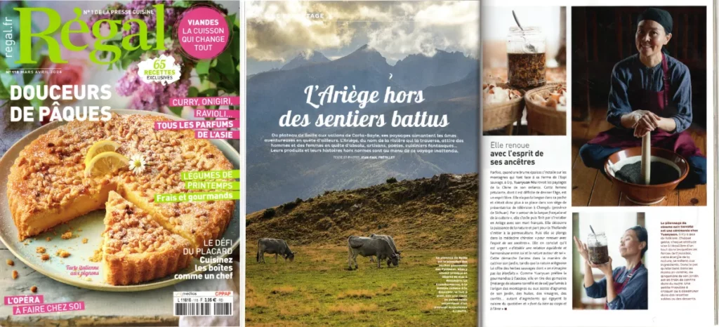 En mars-avril 2024, le magazine Régal consacre un dossier à l'Ariège avec un portrait de Yuanyuan