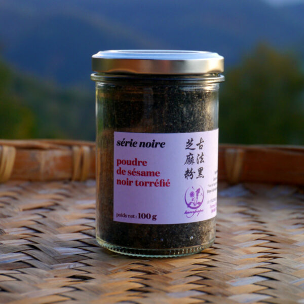 Série noire de Tampopo : poudre de sésame noir torréfié en pot de 100 g, Nature & Progrès