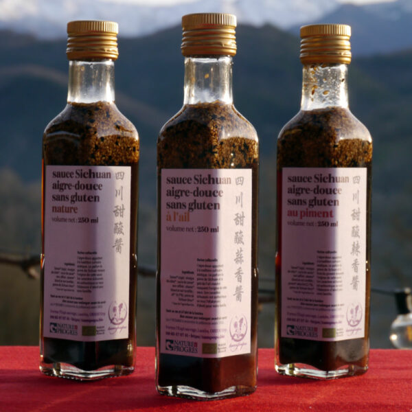 Trio de sauces Sichuan aigres-douces sans gluten Nature & Progrès de Tampopo, 3x250 ml